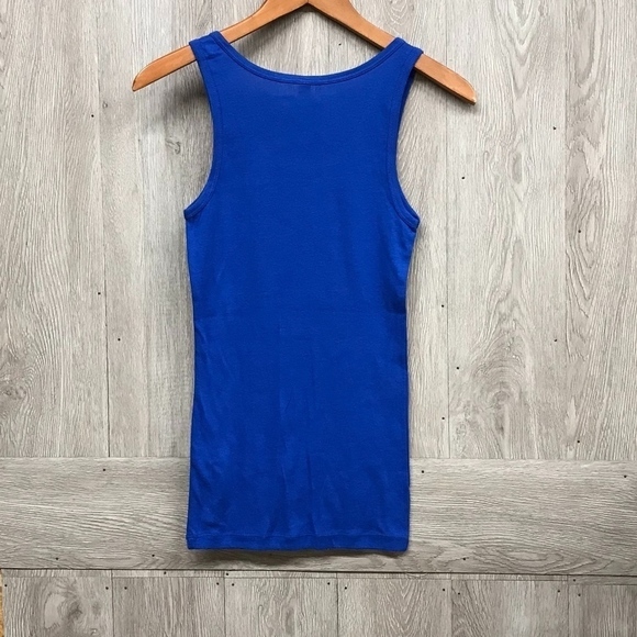Blue Fitted Tank Top With Gold Pineapple BB322 - Picture 2 of 4